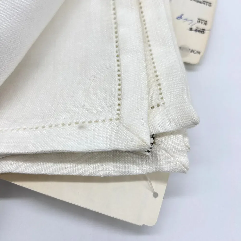 Vintage Irish Linen Cocktail Napkins Nordstrom White Square Set of 6 NWT NOS